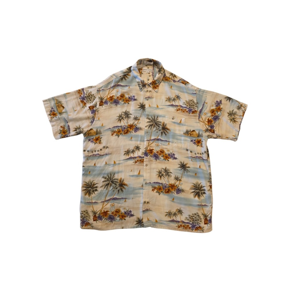 Vintage Pierre Cardin Hawaiian Camp Shirt XL 100% Rayon Tropical Aloha Korea